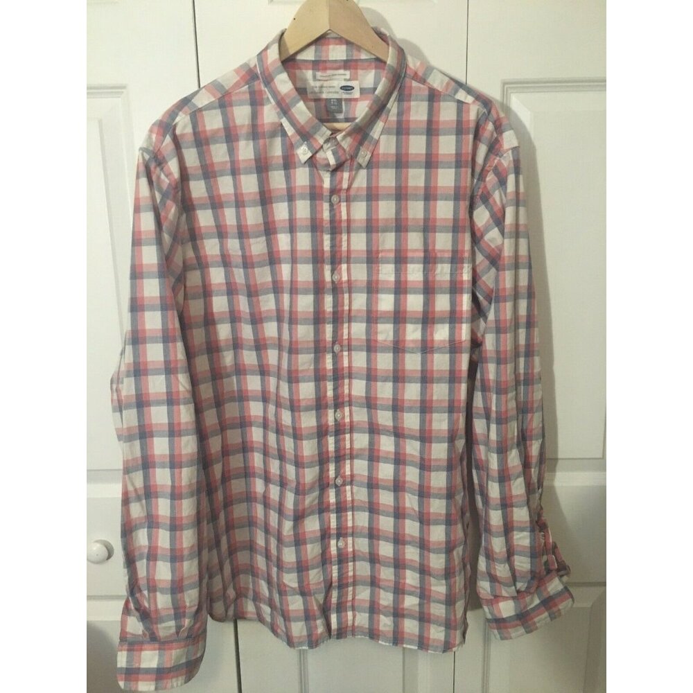 Old Navy The Classic Shirt Sz XXL Pink/gray Plaid Mens‎